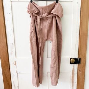 Oversized paper bag pant 100% cotton mauve pockets